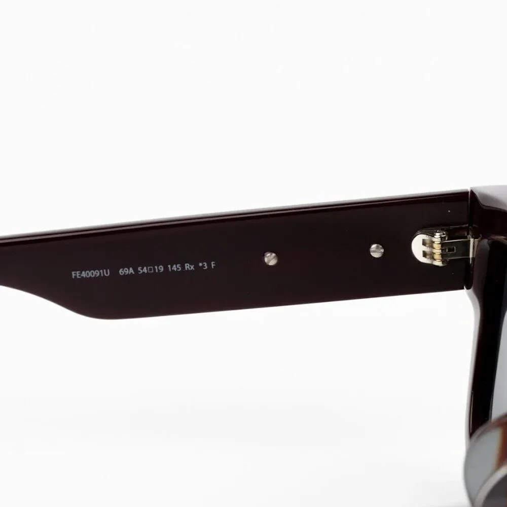 NEW Fendi FE40091U FENDIGRAPHY 69A Bordeaux Grey Unisex Square Sunglasses